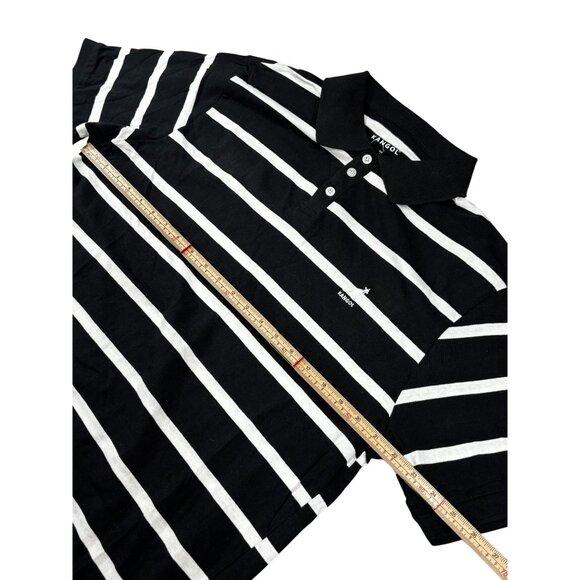 Kangol Black & White Striped Polo Shirt L - Picture 6 of 8